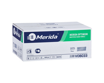 Merida VOB033 Ręczniki papierowe OPTIMUM, białe, dwuwarstwowe, 3200 szt., ECOLABEL